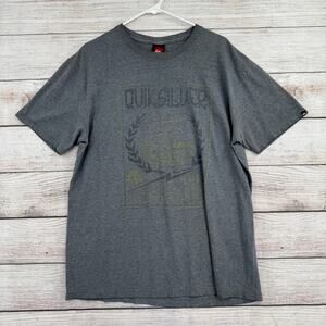 Vintage‎ Y2K QuikSilver Crest Short Sleeve T-Shirt Mens Gray Surf Beach